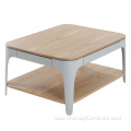 Modern square coffee table plastic leg wooden top